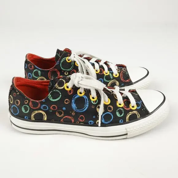 Converse Mens 7 Womens 9 Chuck Taylor All Star Low Top Circles Bubbles Shoes - Picture 3 of 12
